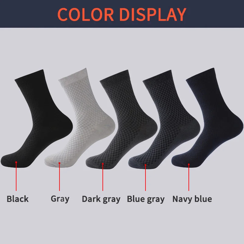 5 Pairs High Quality Men Bamboo Fiber Long Socks Business Man Breathable Deodorant Compression Summer Casual Male Crew Socks