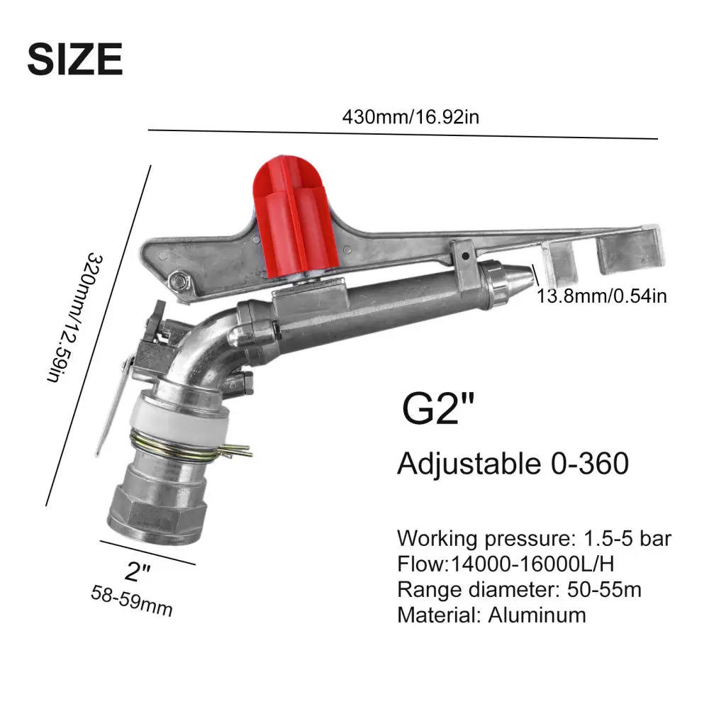 Zinc Alloy Irrigation Nozzle Adjustable Rocker Sprinkler System For Agricultural Garden Lawn Watering Rotating Dispenser
