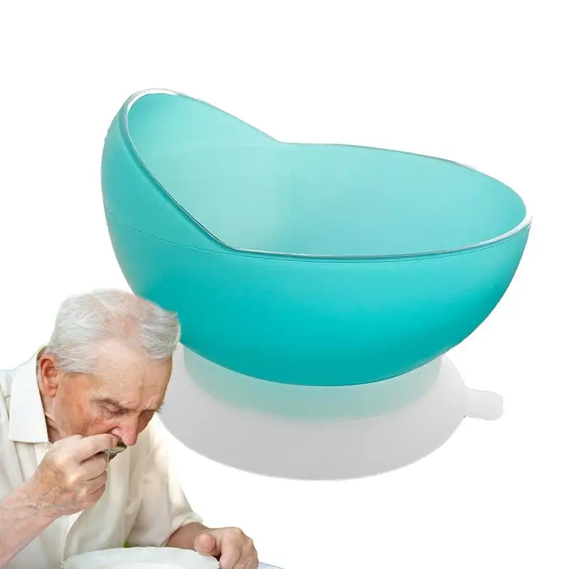 Adaptive Scoop Bowl Non Slip Scoop Bowl with Suction Base Adaptive Self Feeding Bowl for Elderly Disabled High Low Scoop Bowl