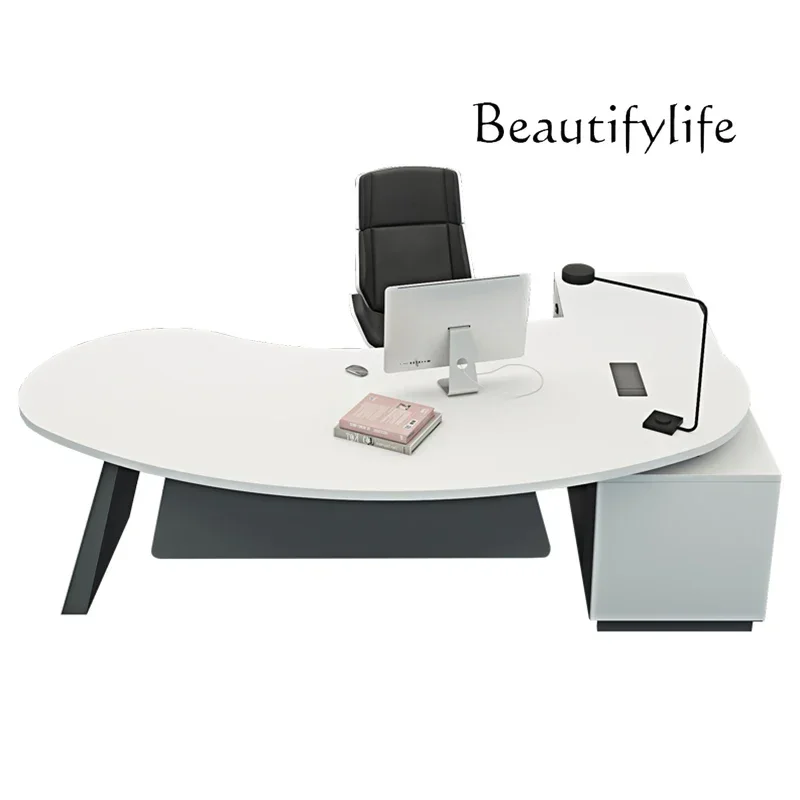 

LJYBoss Desk Simple Modern President Office Curved Furniture Table And Chair Combination