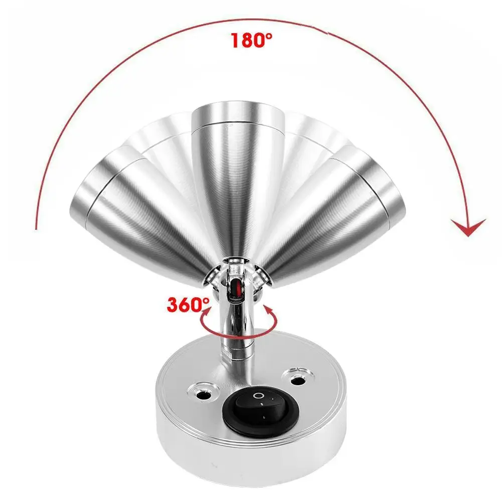 RV Interior 12V LED Reading Led Spot Light Dimmiable 180 Degree Rotatable Lamp For Boat Motorhome Trailer Truck Yacht