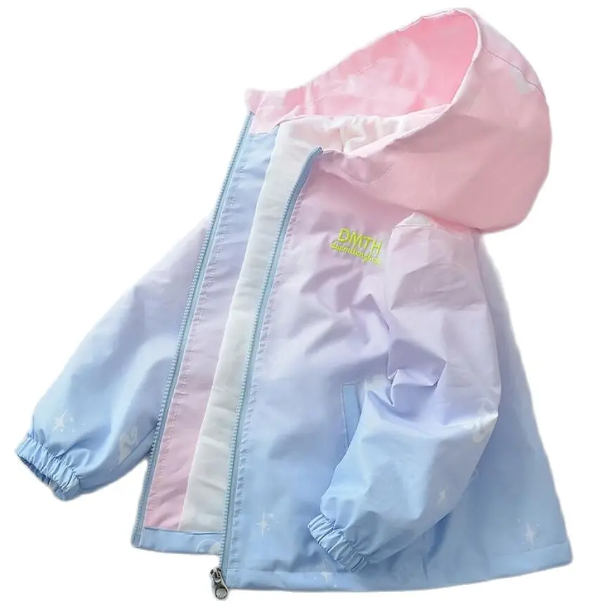 Giacca moda coreana per ragazze adolescente cappotto Casual sfumato con cappuccio ragazzi Blazer primavera autunno antivento cappotti dolci giacca a