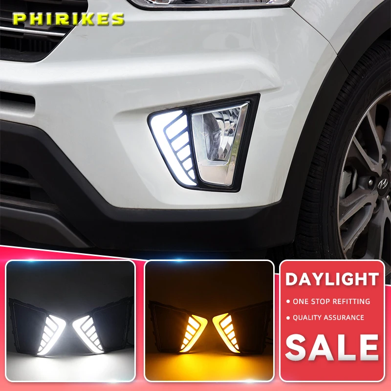 

For Hyundai IX25 Creta 2015 2016 Front LED Daytime Running Light DRL Driving Fog Lamp Fog light Cover With Function Relay