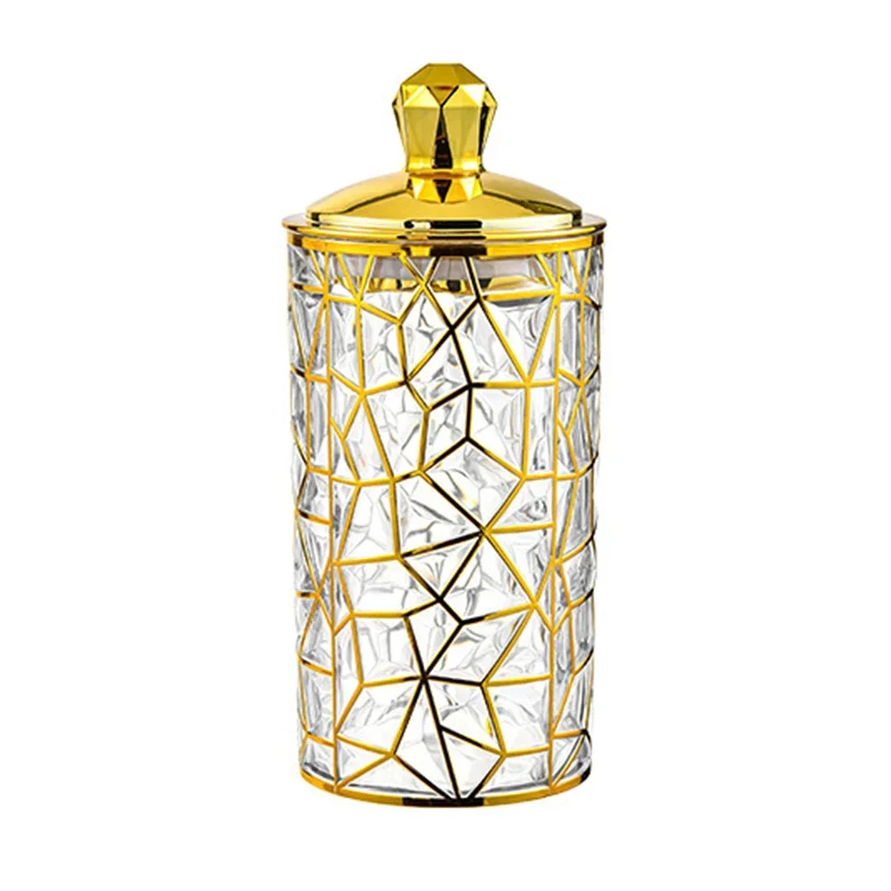 

Gold Striped Round Jar with Airtight Lid Stylish Sealed Storage Container for Food and Snacks in Kitchen or Living Area