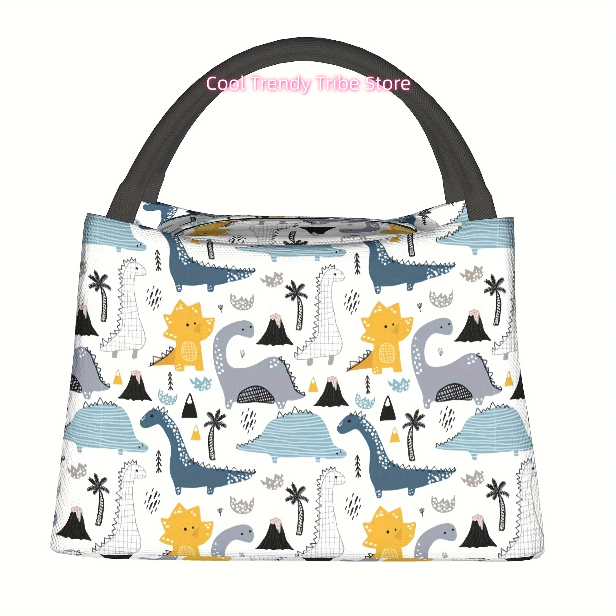 1pc Cute Dinosaur Pattern, Portable Reusable Cooler Bag, Insulated Lunch Bag, Essential for Camping Picnic Beach, Suitable for H