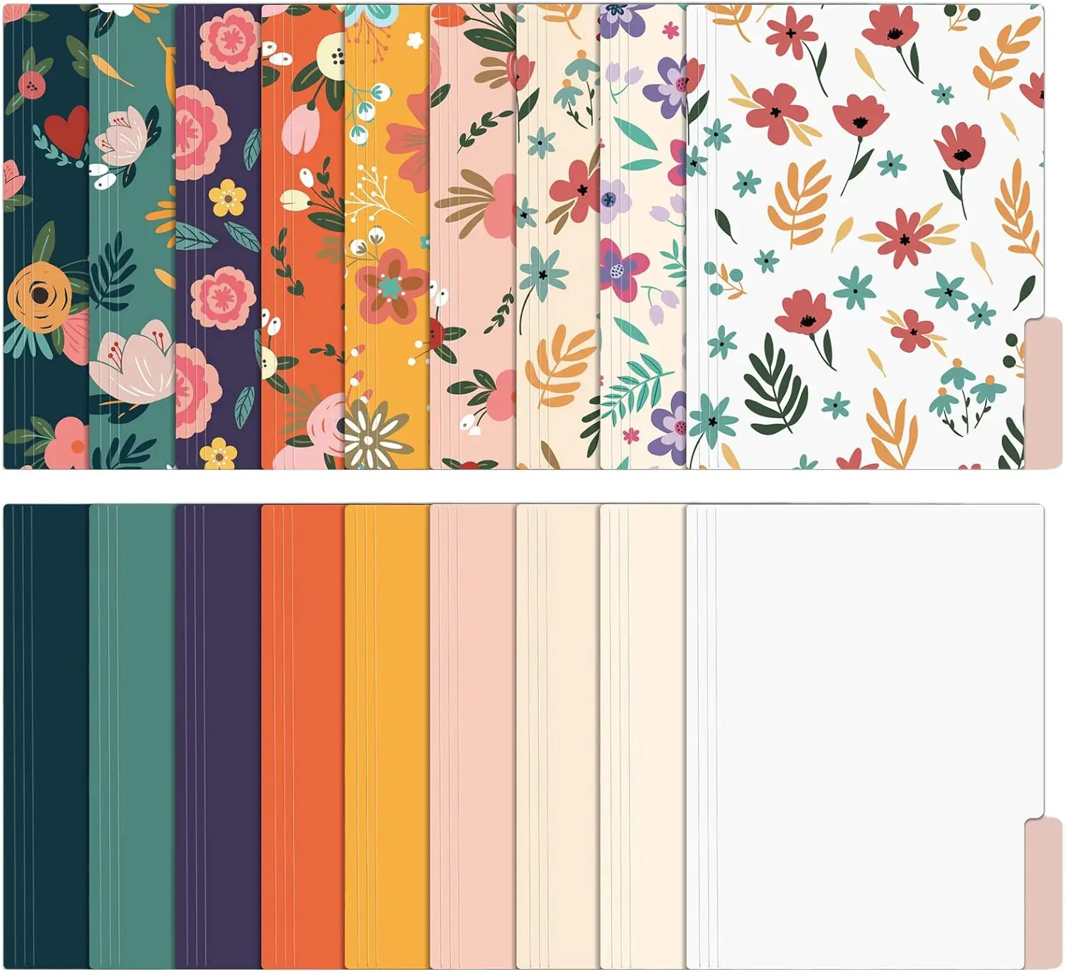 

18 Pack Floral File Folders, Letter Size with 1/3-Cut Tabs, Waterproof for Office School Home