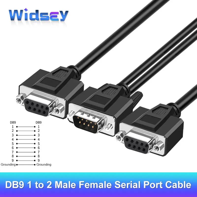 DB9 1 to 2 Serial Port Cable RS232 COM 9Pin Shield Male to Female Connector 0.5-5 Meters db9 Interface Serial Device Connectors