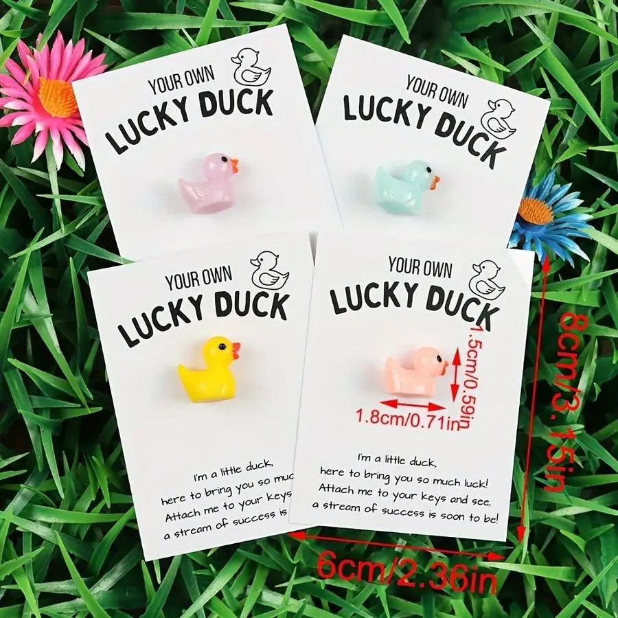 مجموعة عناق الجيب Lucky Duck مكونة من 1000 قطعة - قلادات من الراتنج ذات طابع خيالي مع رسائل ملهمة (متعددة الألوان)، تتضمن هدية C