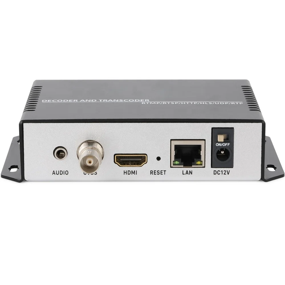 HEVC H.265 h.264 4K FHD IP to IP video transcoder srt rtmp video stream to HDMI CVBS video decoder for IP camera