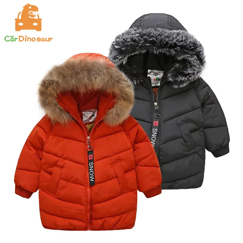 Winter Warm 3 4 6 8 9 10 11 12 Years Thickening Faux Fur Hat Medium Long For Kids Baby Boys Down Thick Hooded Winter Jacket Coat