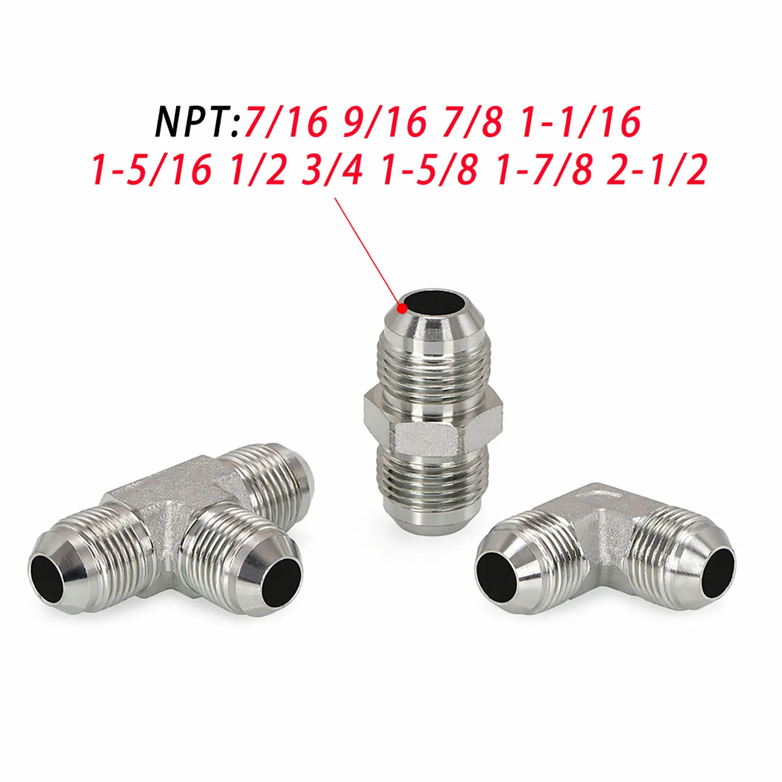 Stainless steel NPT hydraulic joint 74 ° conical 1J/1J4/1J9/XJ/AJ straight elbow tee cross joint fittings 7/16 '' -2-1/2 ''