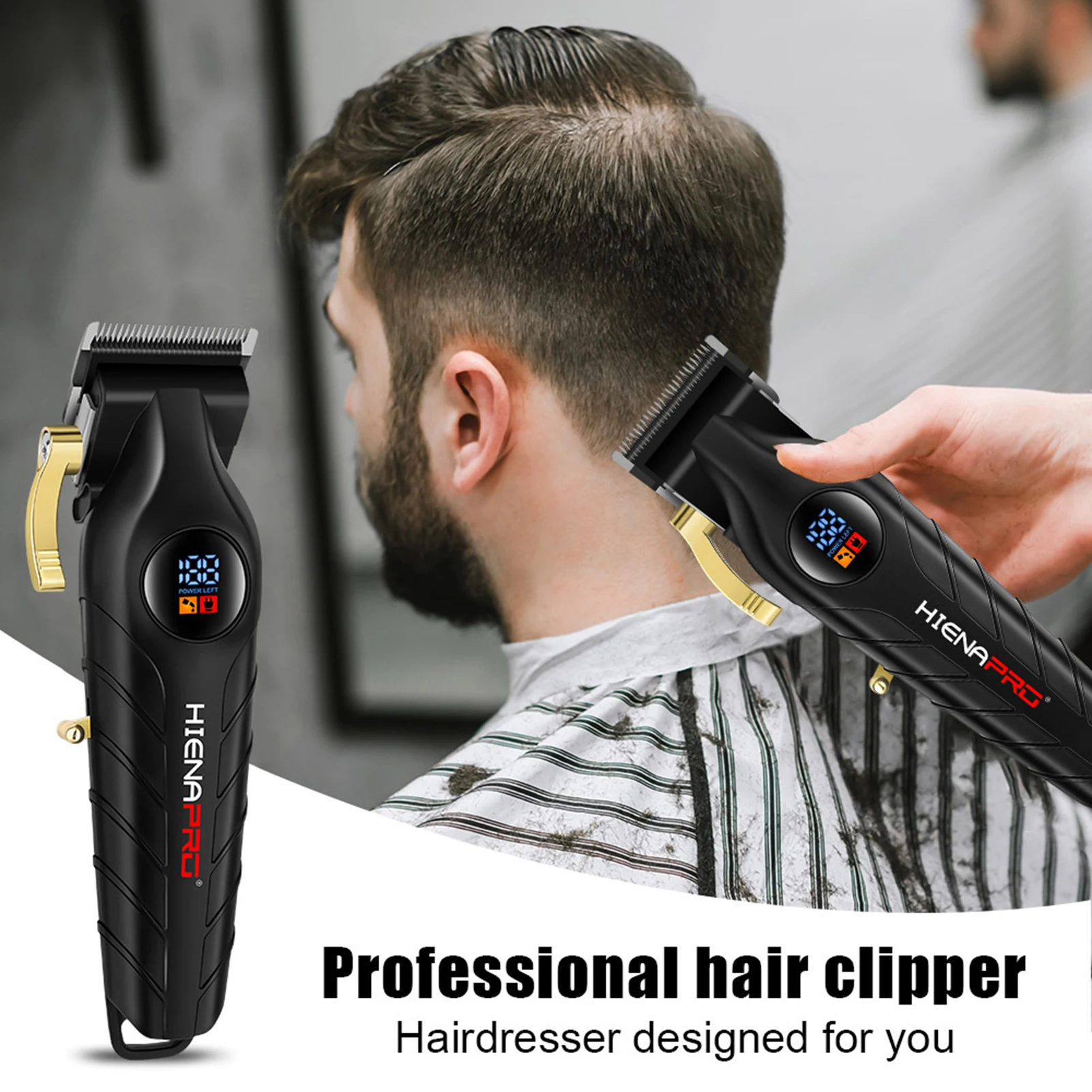 

HIENA Professional Hair Clipper Intelligent LED Display Cordless Hair Beard Trimmer Barber Shop Hair Cutting Machine Epilator