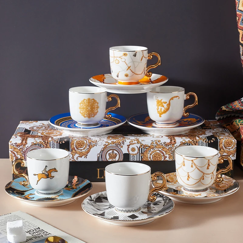 

Luxury Turkish European luxury coffee cup set small exquisite ceramic cups and saucers espresso cups.