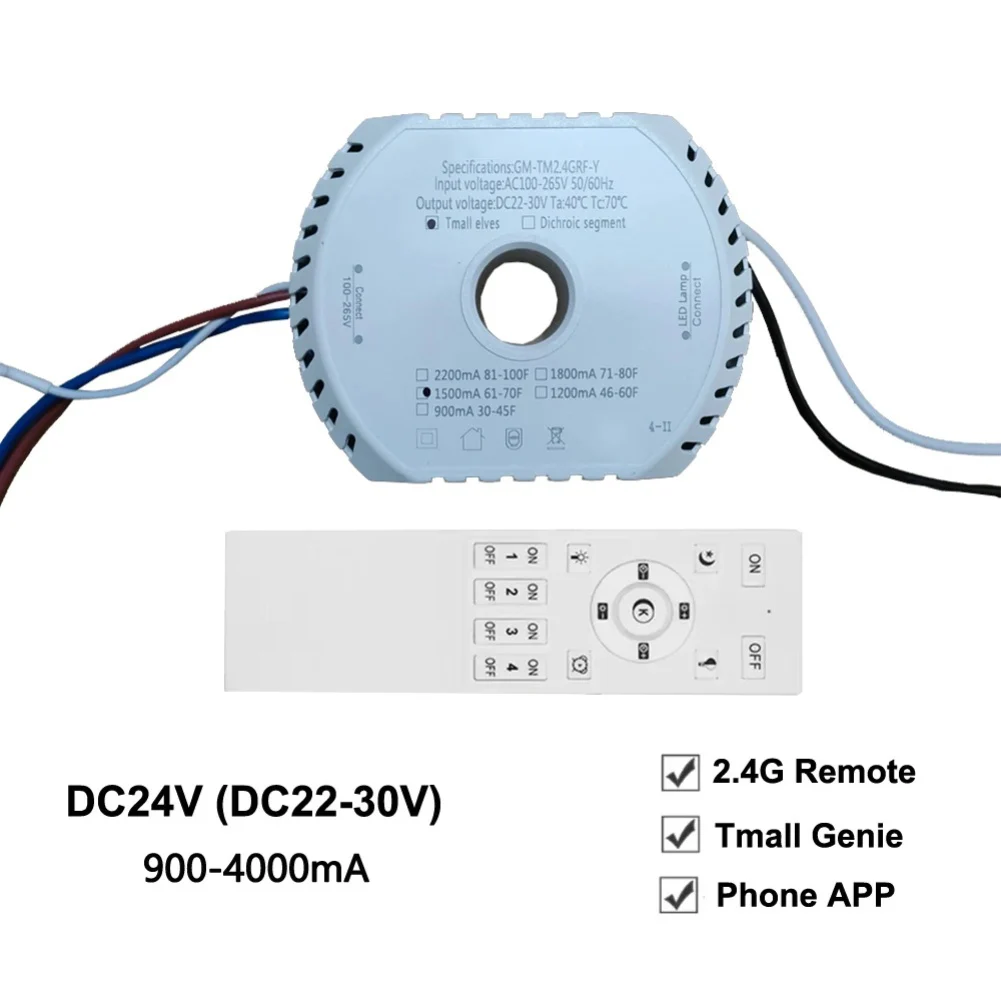 2.4G Wireless Dimmable LED Driver for Chandeliers DC22-30V Output 220V AC Input with Remote Support 2700mA 3200mA 3600mA