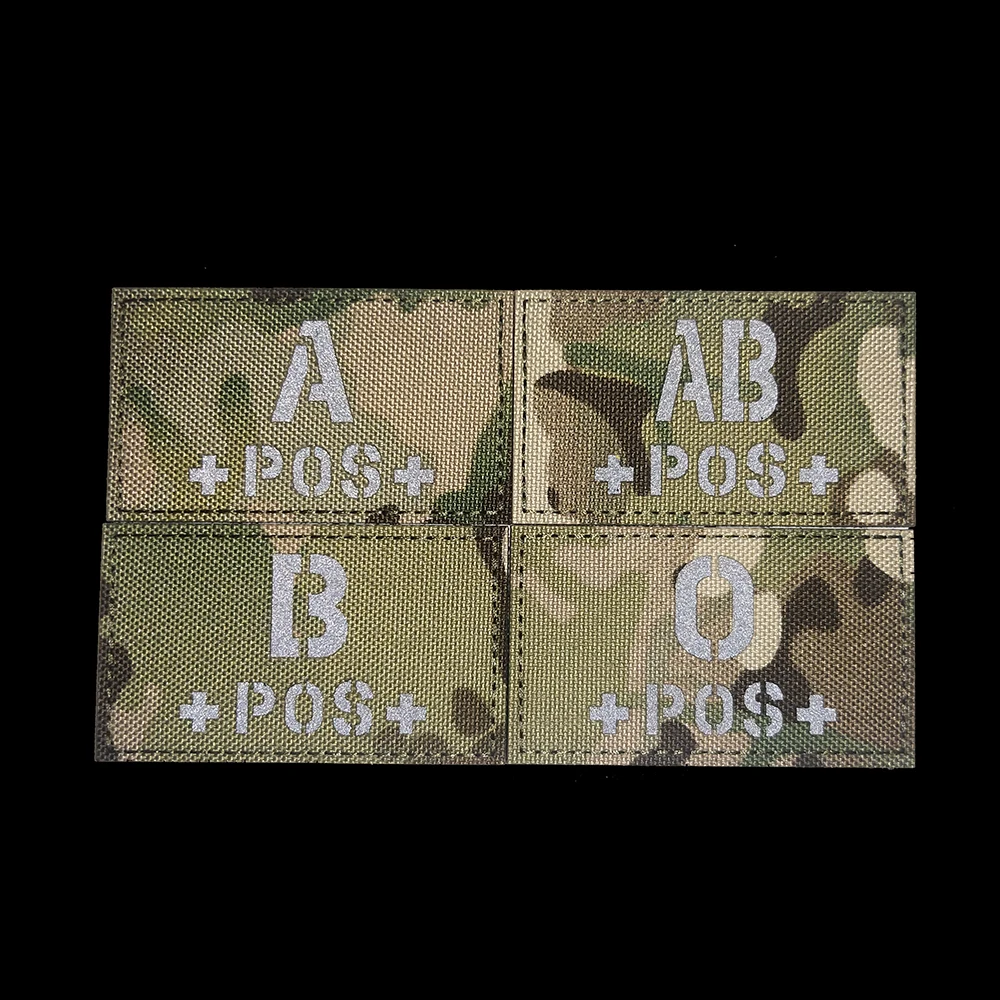 Blood Type A B AB O POS Positive NEG Negative Infrared Reflective Patches Tactical Emblem Decorative Badges Emblem Glow In Dark