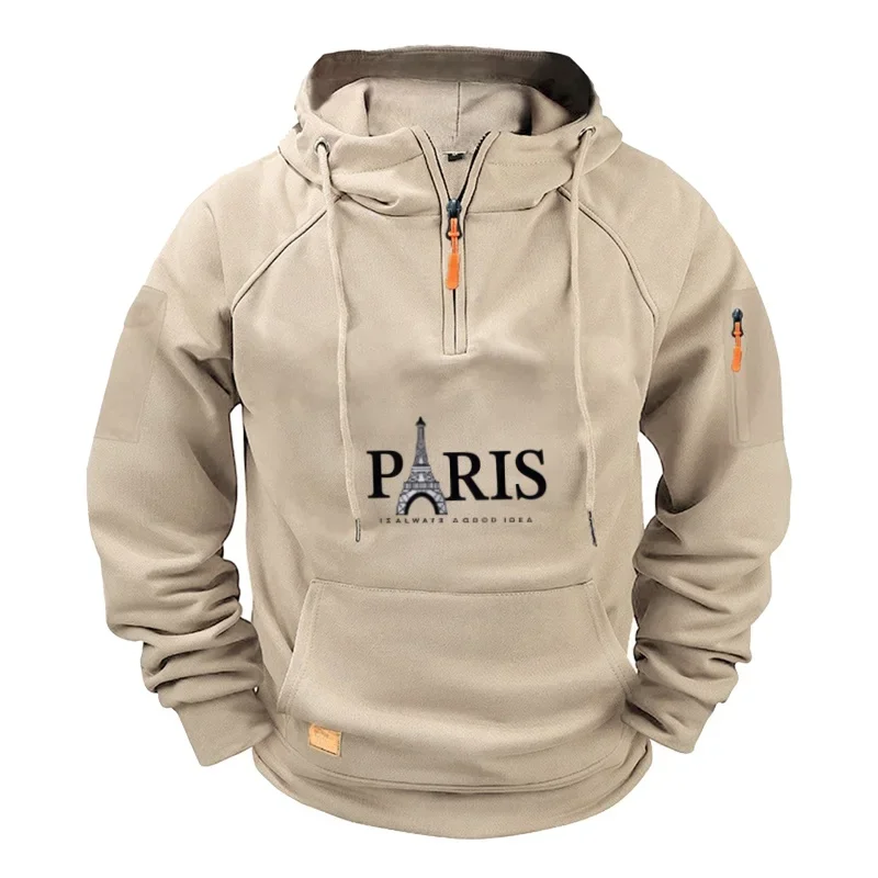 

Autumn and Winter Zipper Drawstring Sweatshirts, Multi-pocket Long-sleeved Pullovers, Men's Hoodies, Casual Sweatshirts