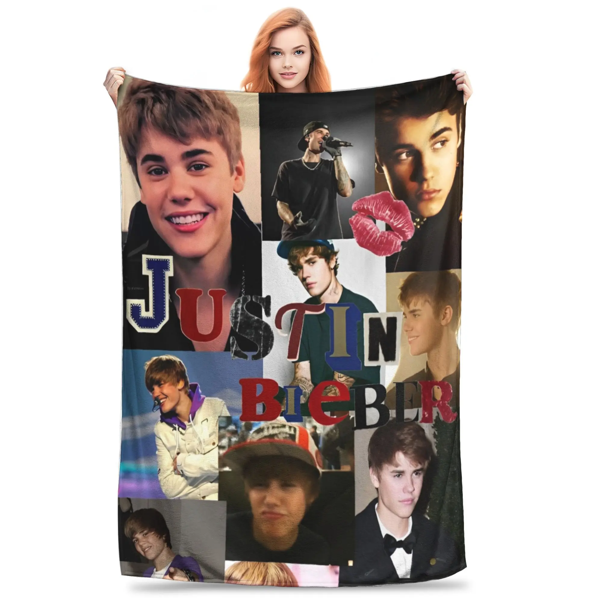 

Hiphop Justin Bieber Knitted Blankets Flannel Super Soft Throw Blankets for Outdoor Travel Bedroom Quilt