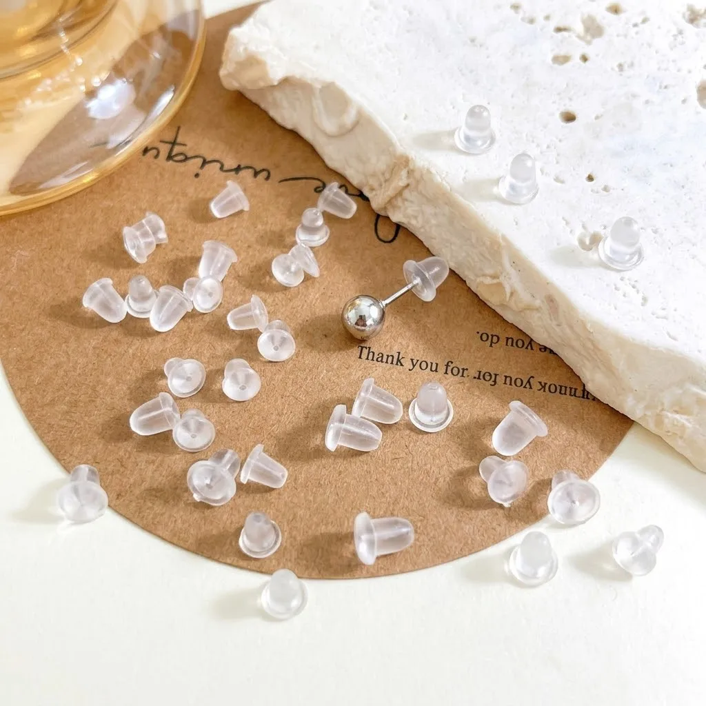500/1000 Stück Gummi-Ohrringverschlüsse, runde Silikon-Ohrstöpsel, Verschlusskappen, Ohrringstopper für DIY-Ohrringteile, Schmuckherstellung – Detail 1