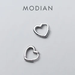 Modian Exquisite Simple Hearts Romantic Charm Hoop Earrings For Women Real 100% 925 Sterling Silver Female Accessories Jewelry