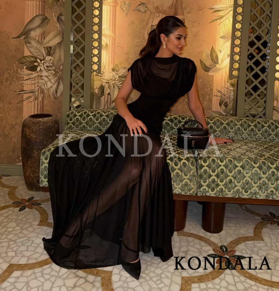 KONDALA العصرية فستان حفلات الكوكتيل المرأة براقة الأسود شبكة مطاطية الغزل فستان طويل 2026 الربيع الصيف موضة خمر فستان #1