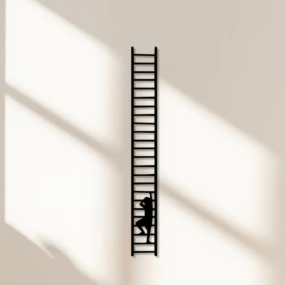 CIFBUY 2D Iron Ladder Wall Sculpture Modern Minimalist Silhouette Metal Art Decor for Living Room Bedroom Home Office Indoor