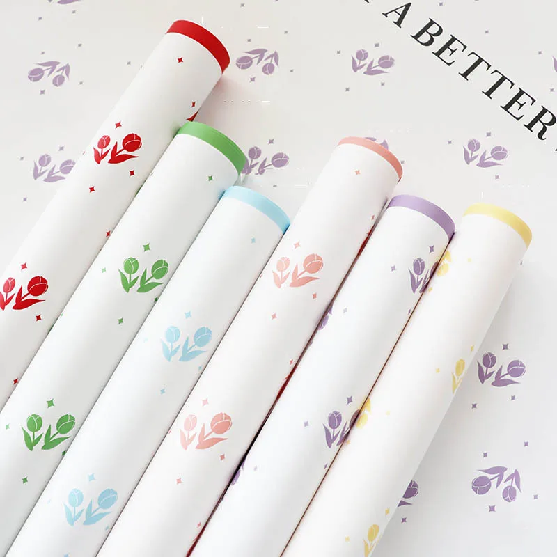 

Colorful Pattern Rolled Flower Wrapping Paper Decorative Art Paper for Florist Bouquet DIY Flower Arrangement Packaging Supplies