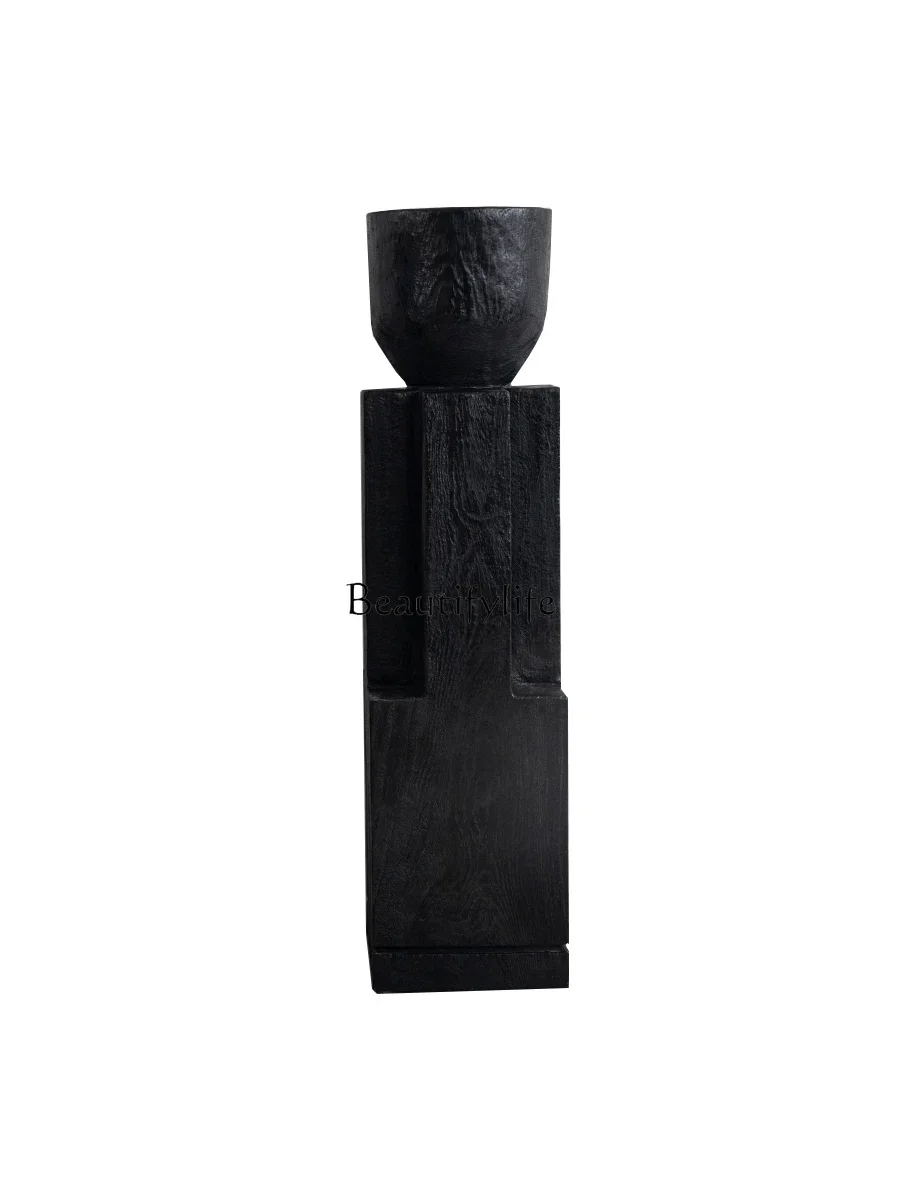 FGWabi Sansan Solid Wood Floor Flower Several Logs Square Decorative Root Carving Art Ornament
