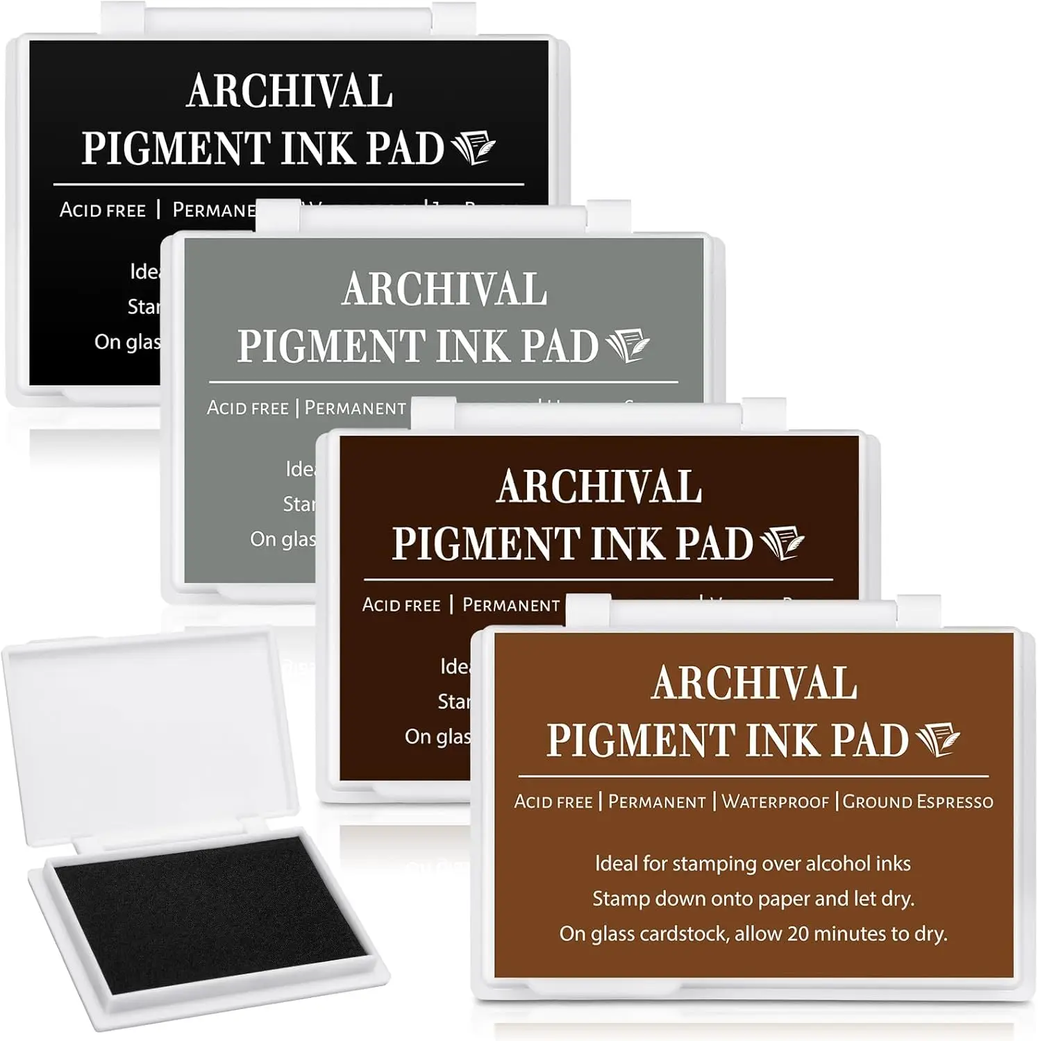 

4 цвета водостойких чернильных подушечек для штамповки, скрапбукинга, изготовления открыток — стойкие и устойчивые к выцветанию