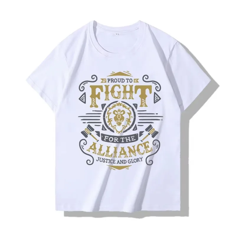 World of Warcraft Warrior Class Crest Grafik-T-Shirt aus Baumwolle für Männer und Frauen, Streetwear-T-Shirt – Detail 3