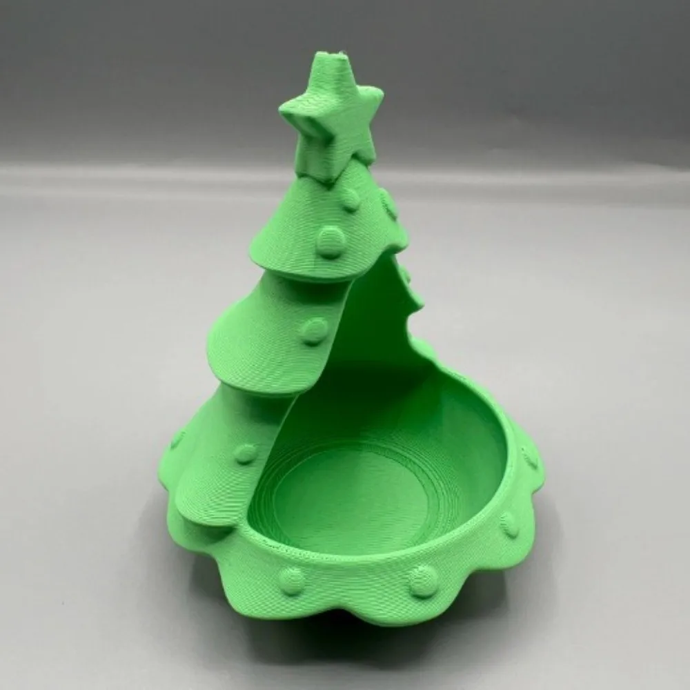 3D Printed Christmas Tree Storage Tray Plastic Star Top Accent Small Tree Candle Holder Hollow out Decorative