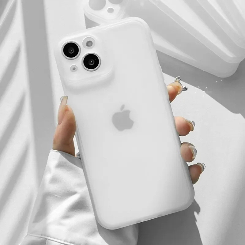 Matte Thin Soft Case for iphone 15 14 13 Pro Max Plus 12 Mini 11 Cases Anti-fingerprint Soft Silicone White Cover Shockproof