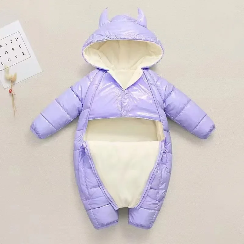 Winter Baby Girl Clothes Infant Toddler Thickened Jumpsuit Warm Cute Hooded Children Cotton Clothing Outdoors Boys Bodysuit 아기옷