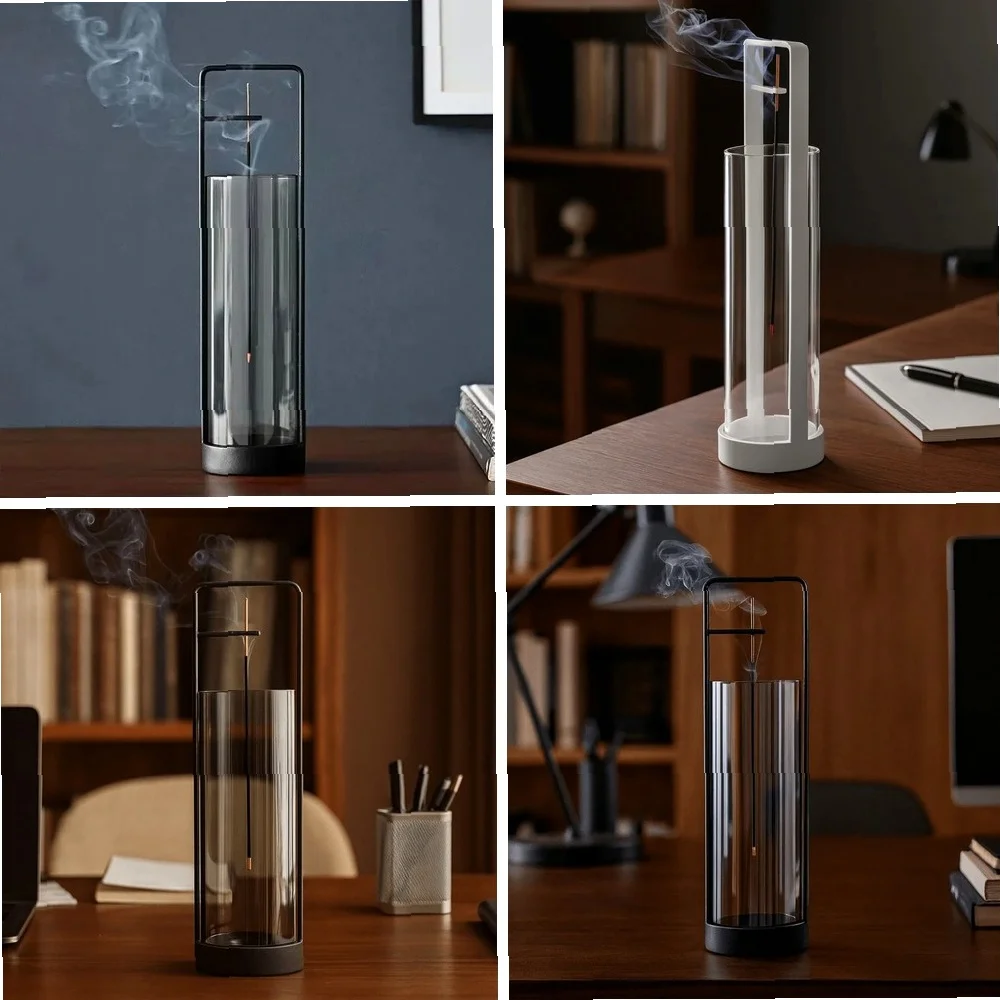 Creative Upside-down Incense Burner Stand with Glass Ash Catcher Backflow Incense Burner Detachable Rustproof