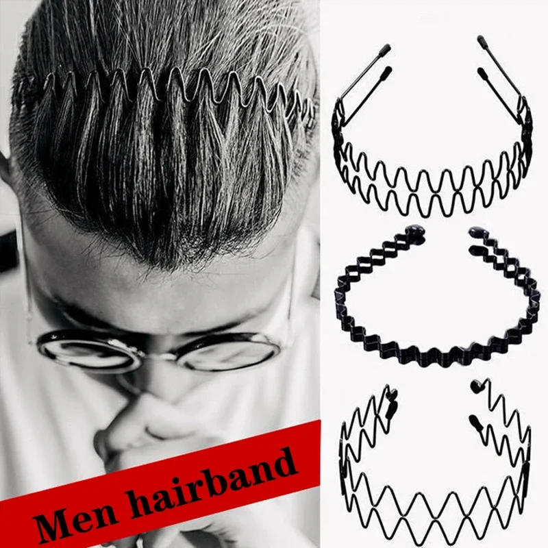 Fashion Mens Hairband Unisex Black Flexible Wavy Hair Head Hoop Band Women Sports Headband Hair Accessories 2021 New