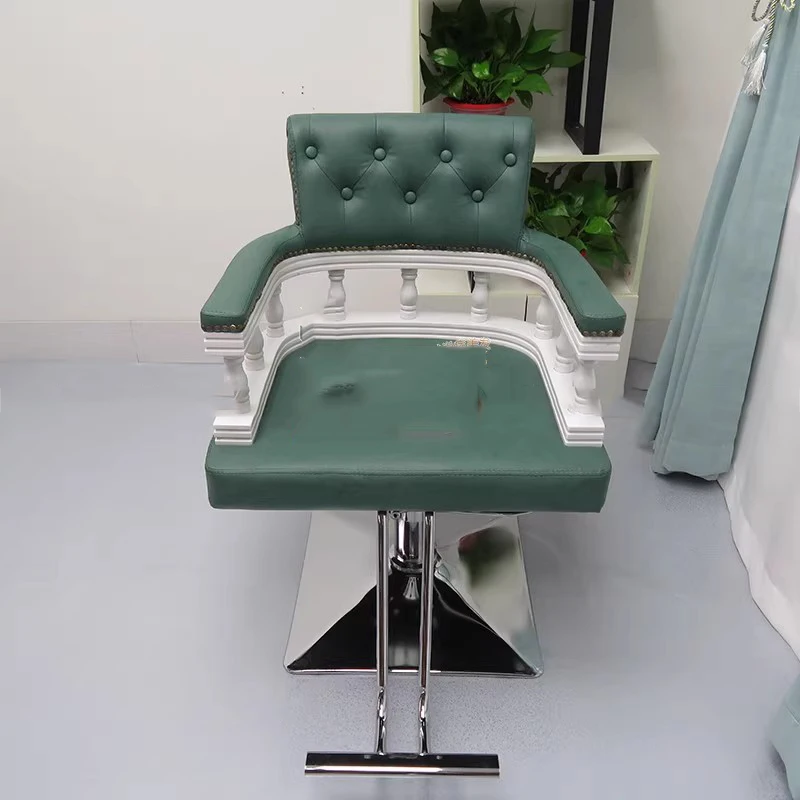 European Style Barber Chair Beauty Hair Salon Specific Solid Chairs Wood Armrests Cadeira Gamer Salon Equipment Furniture