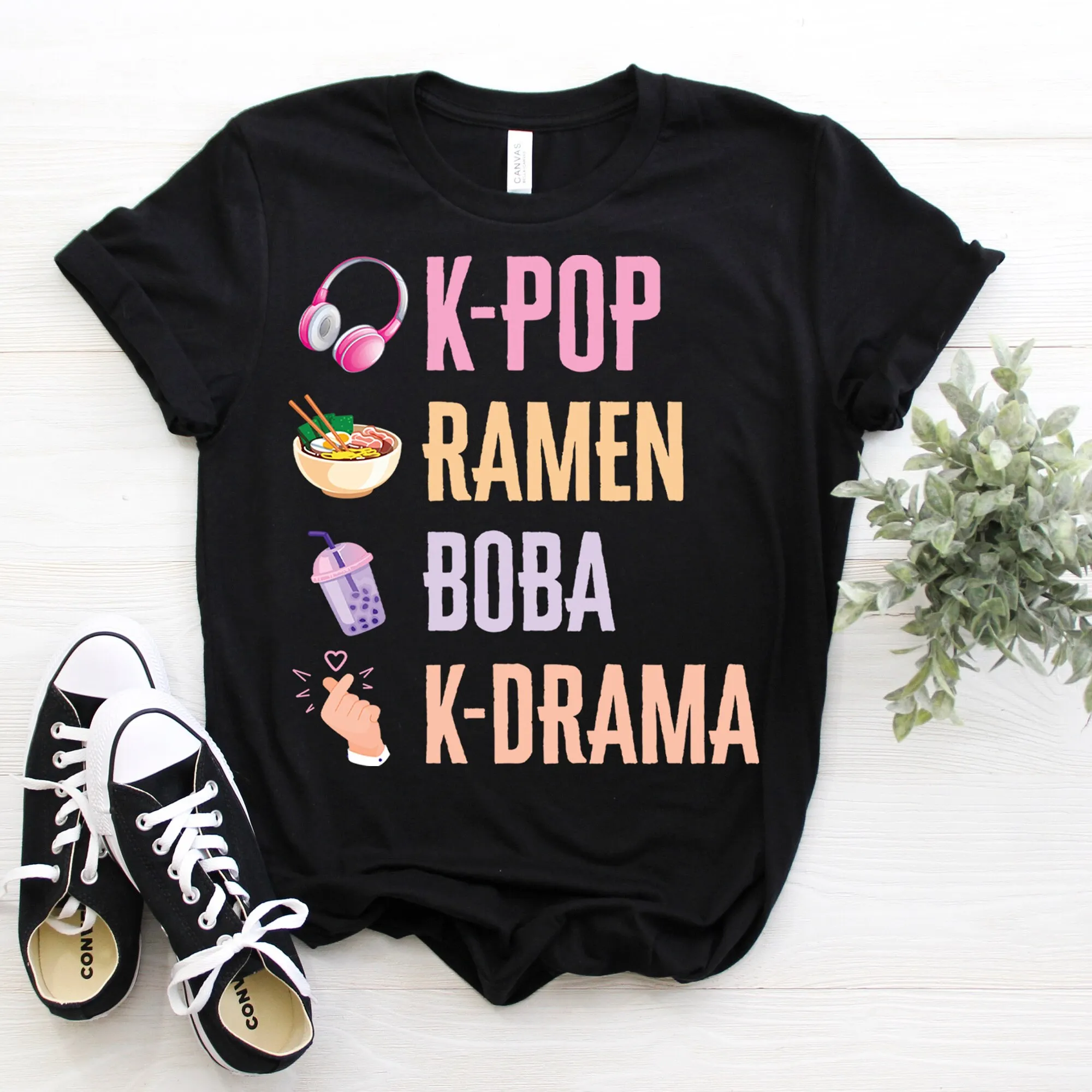 K Pop Hand Symbol Kpop Ramen Bubble Tea Boba South Korea Music T Shirt Lover S Kdrama Drama Girls Boys Daughter Granddaughter