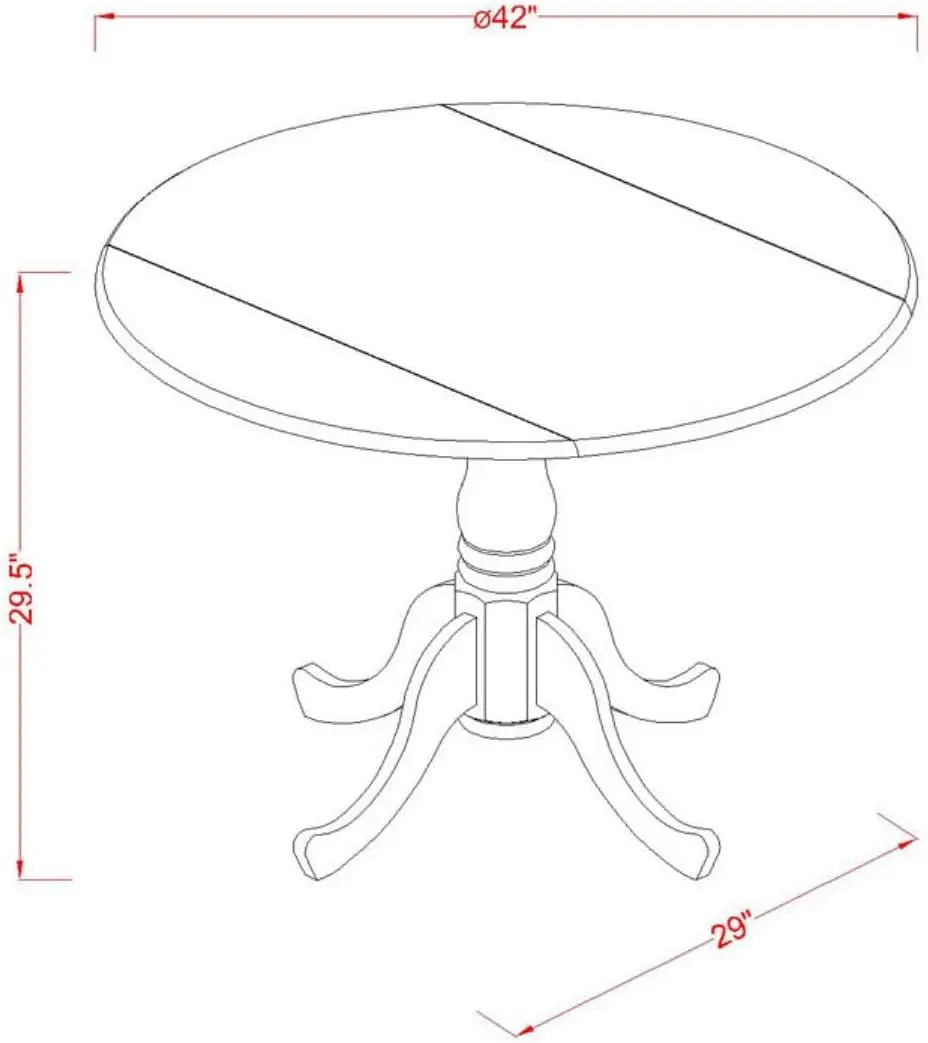 Furnitur Dublin 5 buah Set termasuk meja makan bundar dengan 4 kursi kain Linen