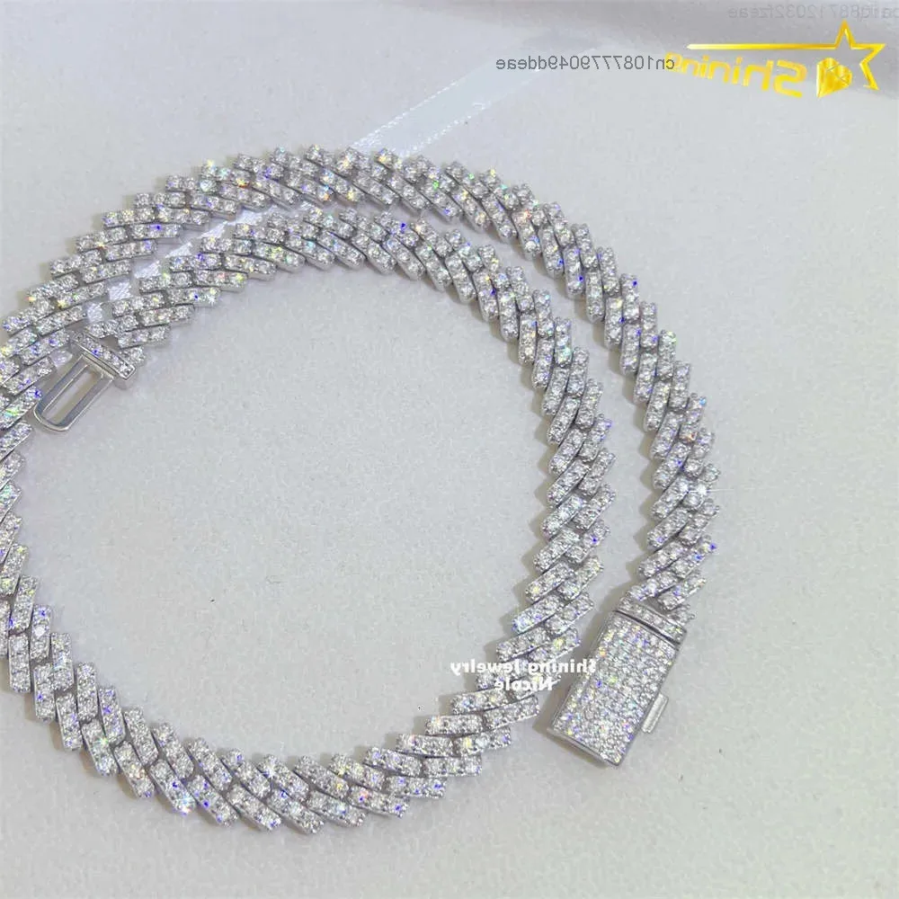 

Fine Jewelry Necklace Hip Hop Diamond Chain Iced Out 925 Silver 10mm Moissanite Cuban Link Chain