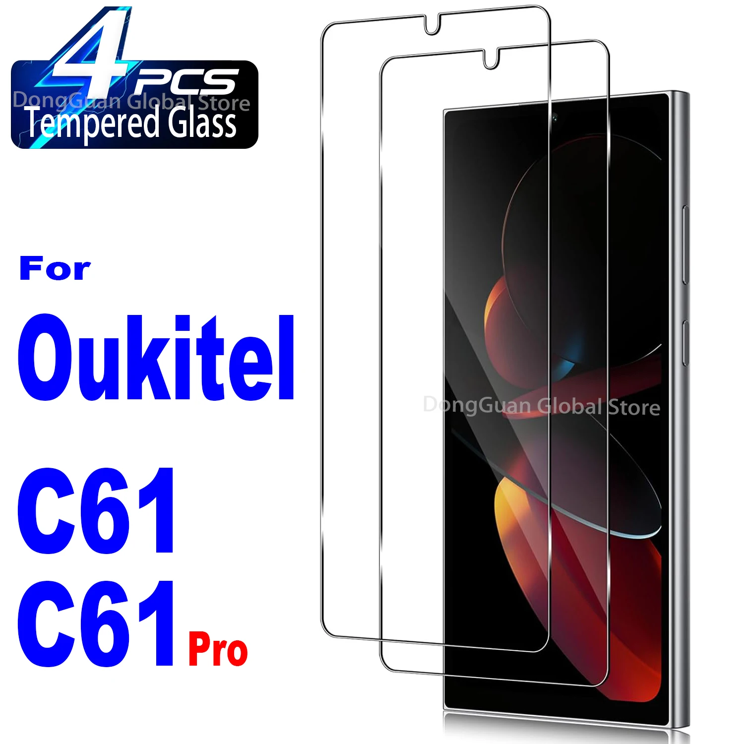 

For Oukitel C61 / C61 Pro Tempered Glass Screen Protector Glass Film