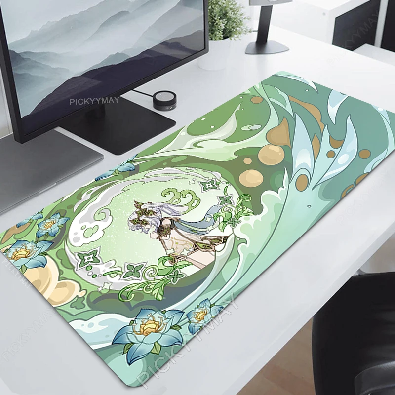 Jogo Mousepads Mousepad Genshin Impacto Grande Mouse Mat Grande Mesa Pads Não-Slip De Borracha Mouse Pad Grande Teclado Mats 90x40cm