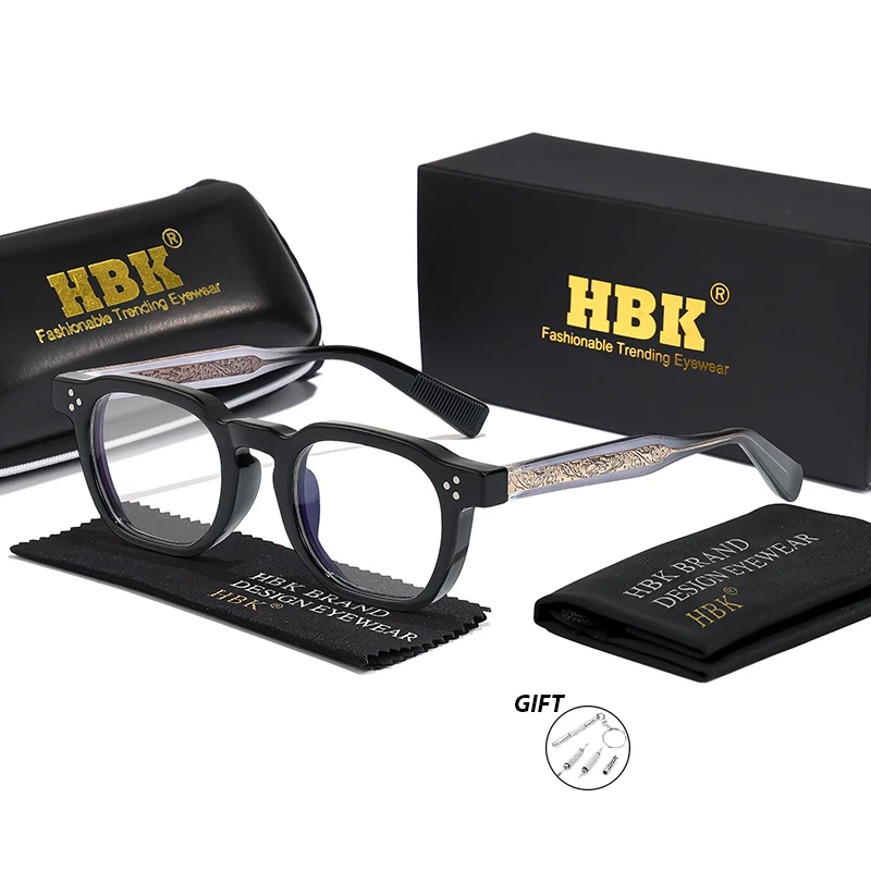 HBK Fashion Square Optical Glasses Men's Women's Customized Prescription Eyeglass Daily Decoration Elegant Luxury Eyewear