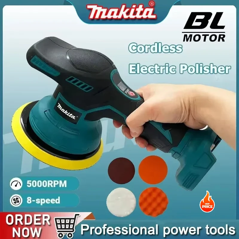 Makita Digital Display Cordless Car Polisher 8 Gears Electric Polisher Auto Car Waxing Polishing Machine  Tool