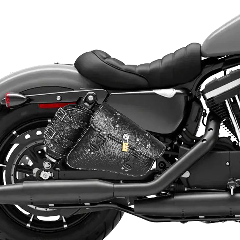 

Кожаная мотоциклетная сумка-кофр из ПУ с отделением для фляги для Harley Davidson Sportster XL883 XL1200, ретро-багажник для хранения