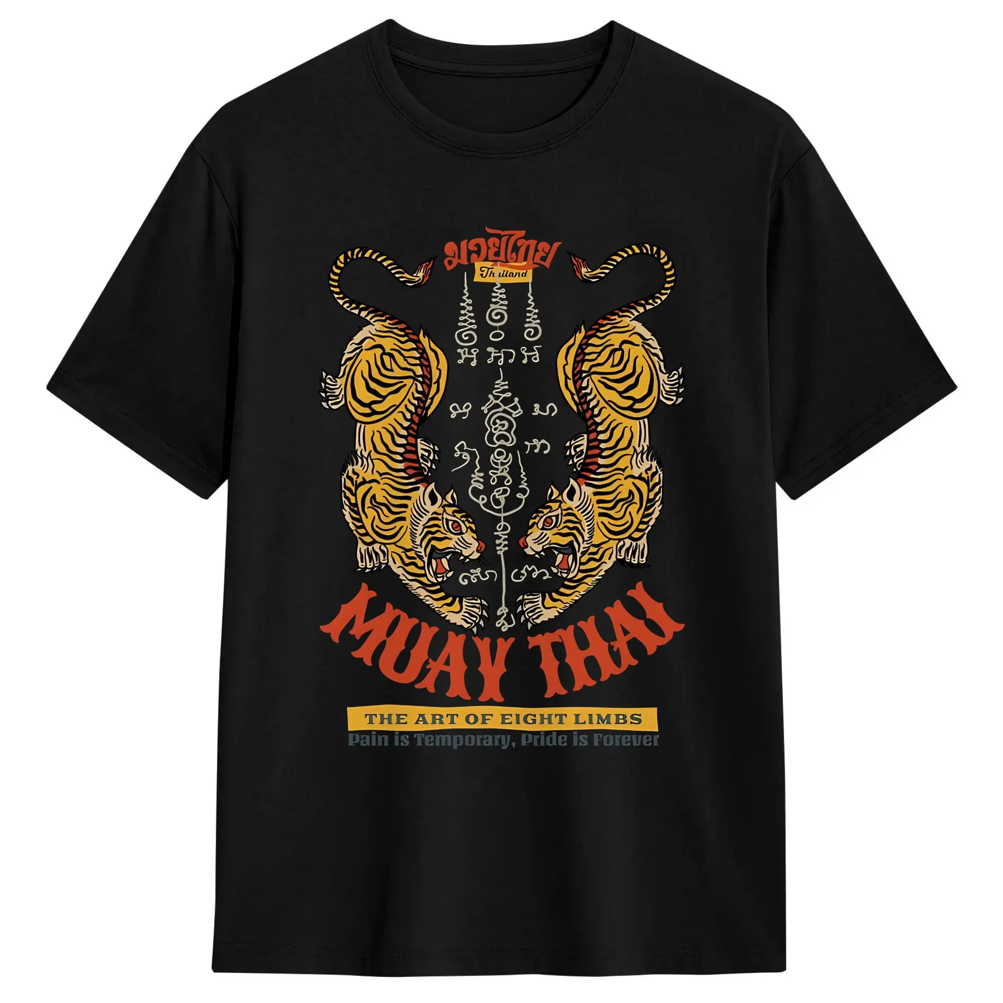 Muay Thai Tiger Tattoo Cotton T-Shirt For Man Summer  Y2K Casual T Shirts Harajuku Tee Shirt Plus Size Hot Sale Clothing