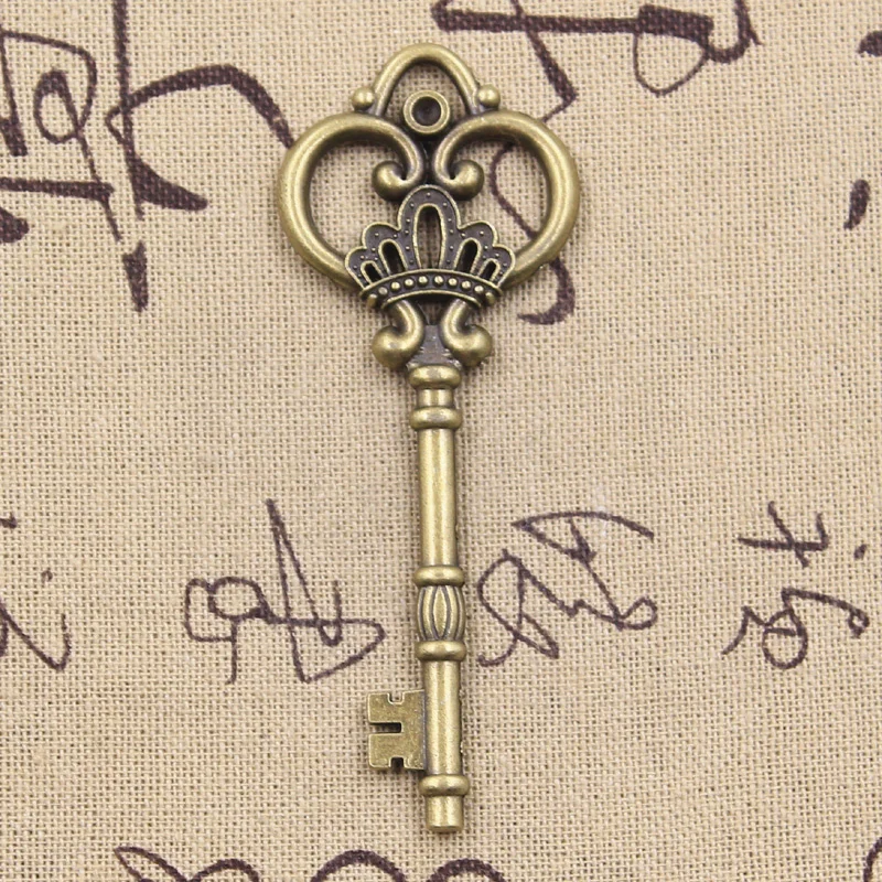 3pcs Charms Lucky Key Opener 83x32mm Antique Bronze Silver Color Pendants DIY Crafts Making Findings Handmade Tibetan Jewelry