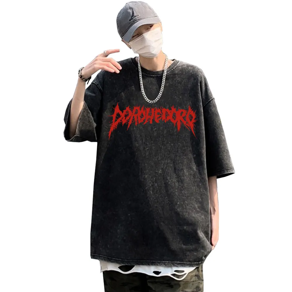 

Washed Vintage Anime Dorohedoro Nikaido Kaiman Graphic T-shirt Men Women Cartoon Manga Horror T Shirts Men's Oversized T-shirts