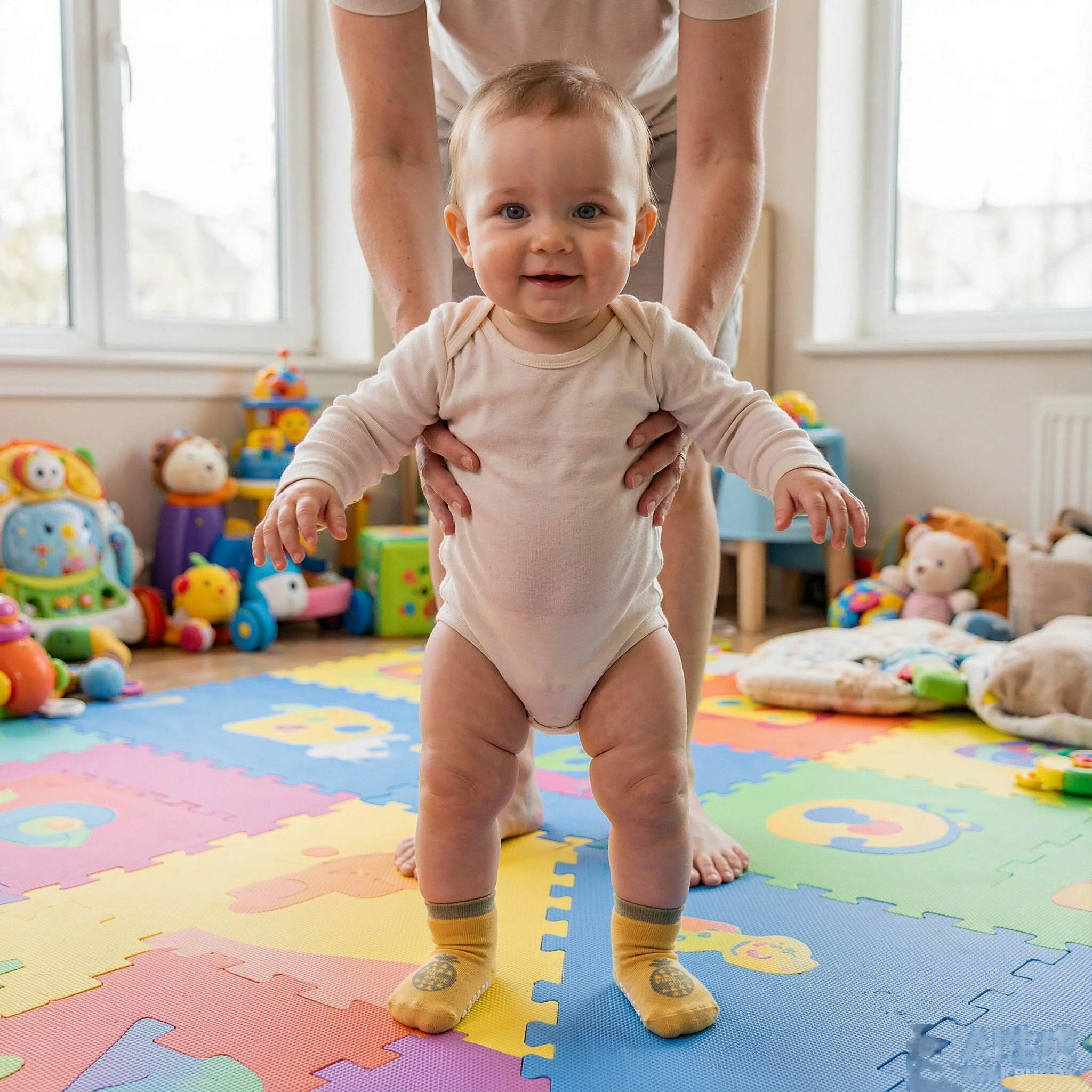 Baby Non-Slip Floor Socks 2 Piece, Grip Socks for Babies 0-5 Years, 75% Combed Cotton LYCRA Cuff, Anti-Pill