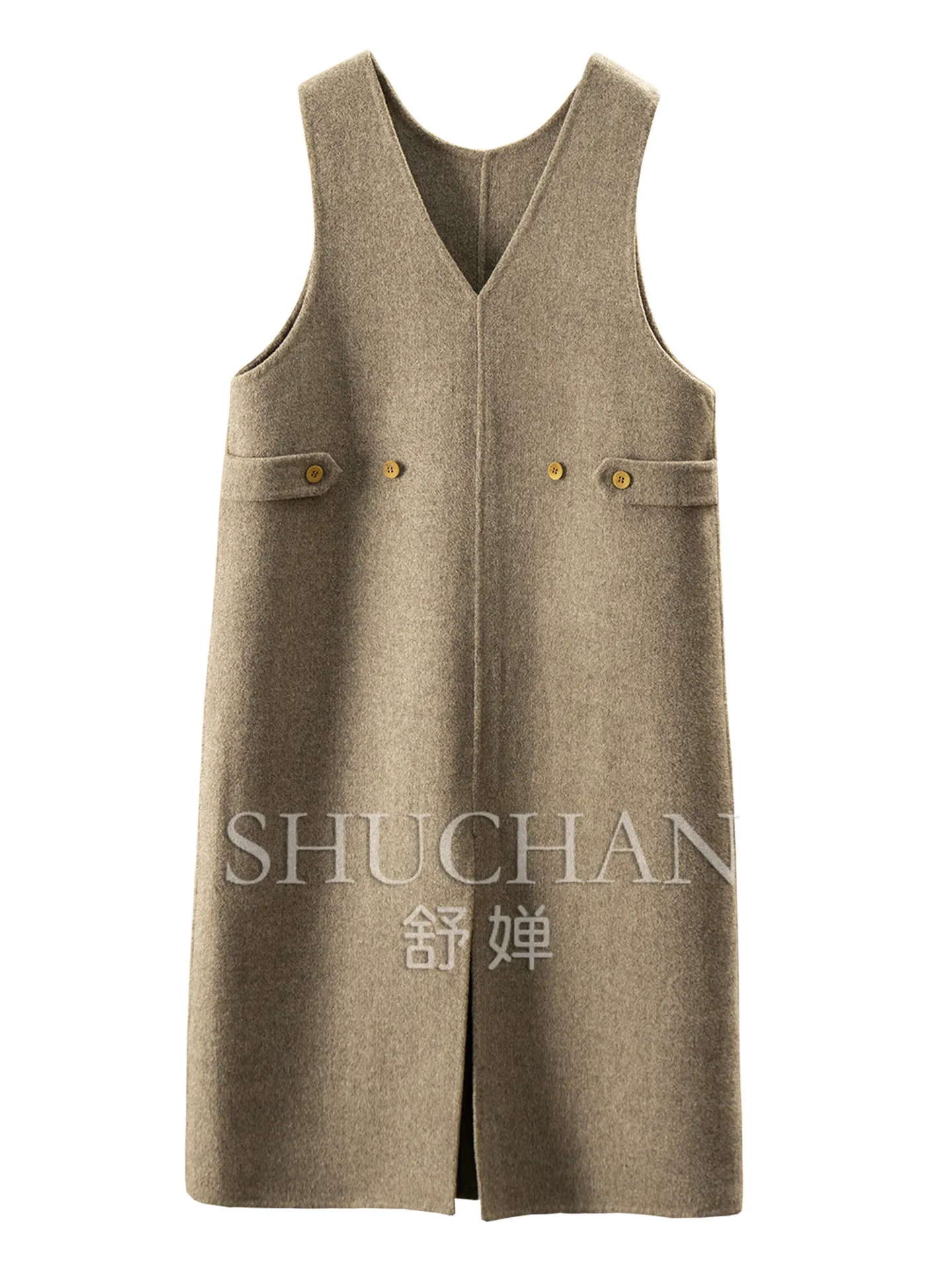 Elegant Stacked Law Cabinet Loose Cashmere Wool Double-sided Woolen Vest Dress Women's F552