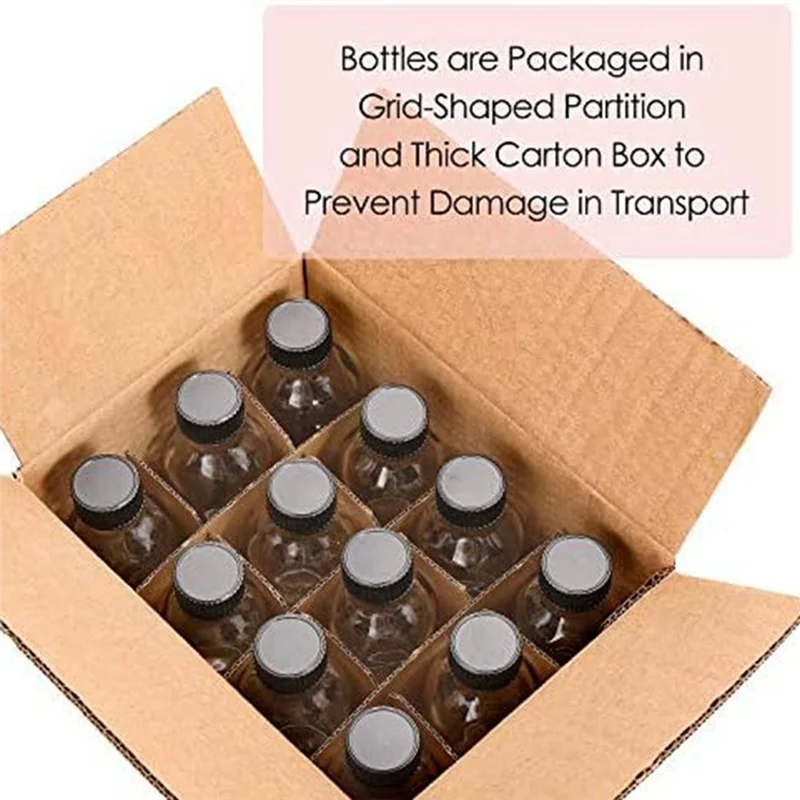 

12Pc 2 Oz Small Clear Glass Bottles with Lids & 3 Funnels - 60Ml Bottles for Juice Ginger Shots, Whiskey, jasmine