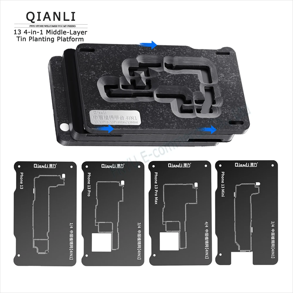 4-in-1 Double-sided Tin Planting Platform QIANLI For IPhone 13 Pro Max Mini Motherboard Positioning Plant Ball Repair Tool